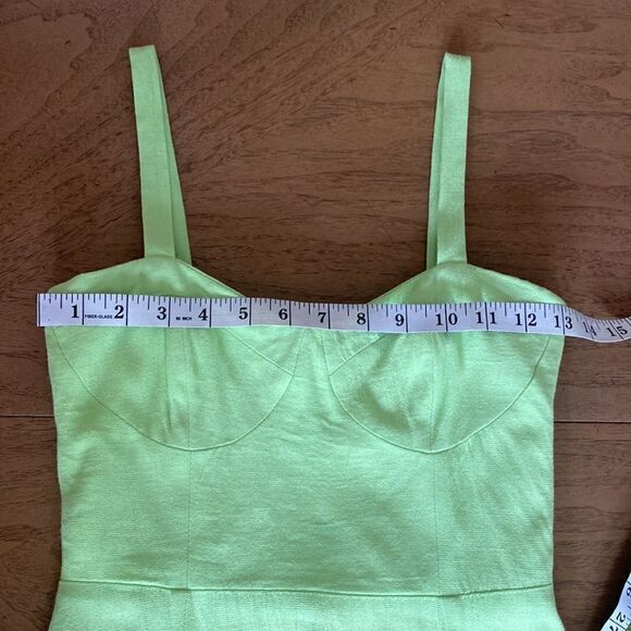 ZARA Bustier Mini Neon Chartreuse Green Dress Size Small - Picture 12 of 14
